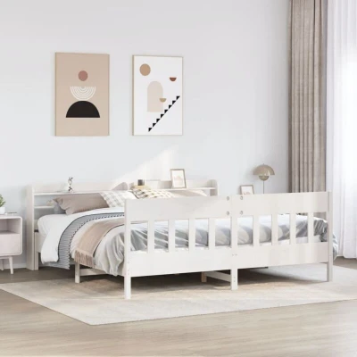 Pilt vidaXL Bed Frame without Mattress White 180x200 cm Super King Solid Wood Pine