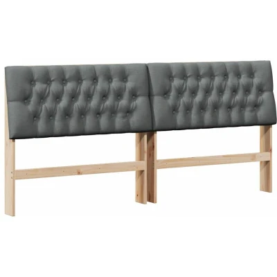Pilt vidaXL Upholstered Headboard Dark Grey 200 cm Solid Pine Wood