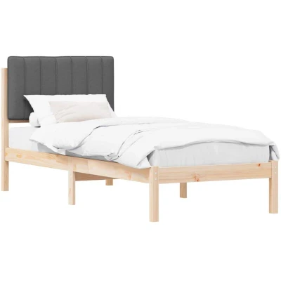 Pilt vidaXL Bed Frame with Upholstered Headboard Dark Grey 75 x 190 cm