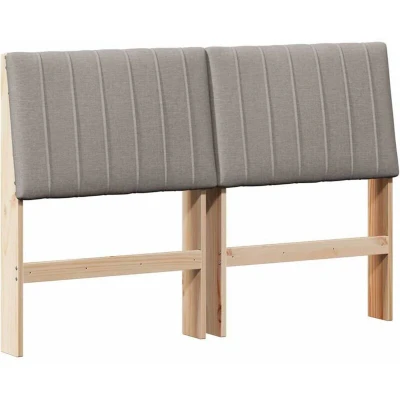 Pilt vidaXL Upholstered Headboard Taupe 140 cm Solid Pine Wood