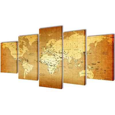 Pilt vidaXL Canvas Wall Print Set World Map 100 x 50 cm