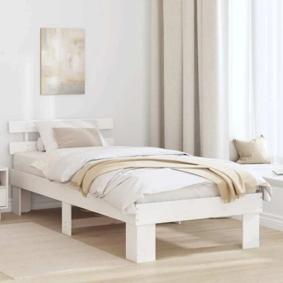 Pilt vidaXL Bed Frame with Headboard White 80 x 200 cm Solid Pine Wood