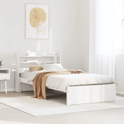 Pilt vidaXL Bed Frame with Headboard without Mattress White 90x200 cm