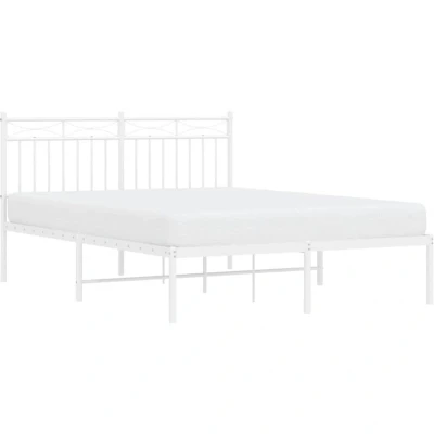 Pilt vidaXL Metal Bed Frame without Mattress with Headboard White 140x200cm