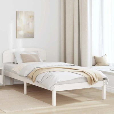 Pilt vidaXL Bed Frame with Headboard White 100 x 200 cm Solid Pine Wood