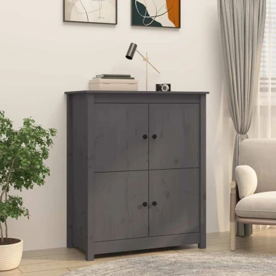 Pilt vidaXL Sideboard Grey 83x41.5x100 cm Solid Wood Pine
