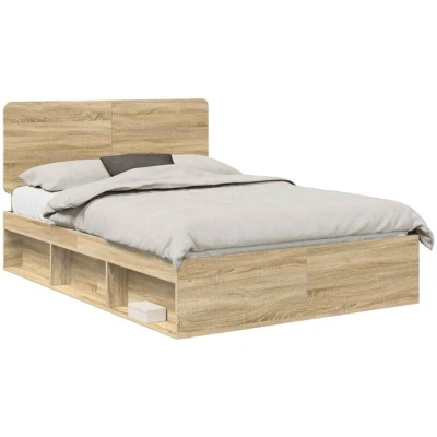 Pilt vidaXL Bed Frame Sonoma Oak 150 x 200 cm Solid Pine Wood