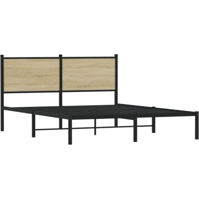 Pilt vidaXL Metal Bed Frame without Mattress Sonoma Oak 137x190 cm
