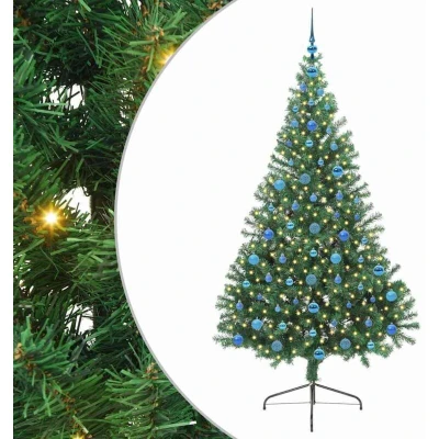 Pilt vidaXL Artificial Pre-lit Christmas Tree Green 210 cm PVC