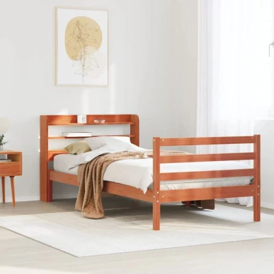 Pilt vidaXL Bed Frame without Mattress Wax Brown 75x190 cm Small Single Solid Wood Pine