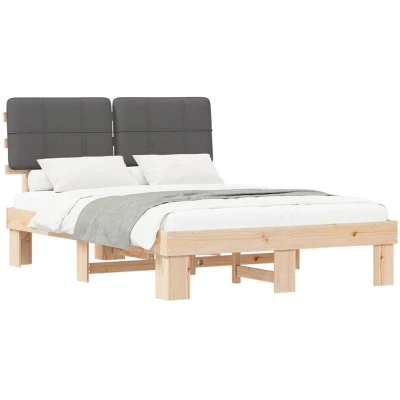 Pilt vidaXL Bed Frame with Upholstered Headboard Dark Grey 120 x 200 cm