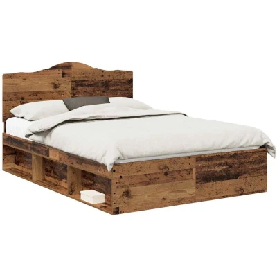 Pilt vidaXL Bed Frame with Headboard Old Wood 150 x 200 cm Solid Pine