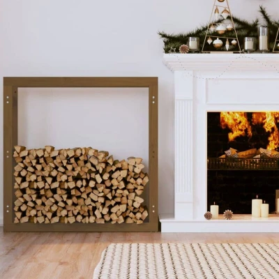 Pilt vidaXL Firewood Rack Honey Brown 100x25x100 cm Solid Wood Pine