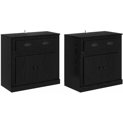 Pilt vidaXL Sideboards 2 pcs Black Oak 70 x 35.5 67.5 cm Engineered Wood